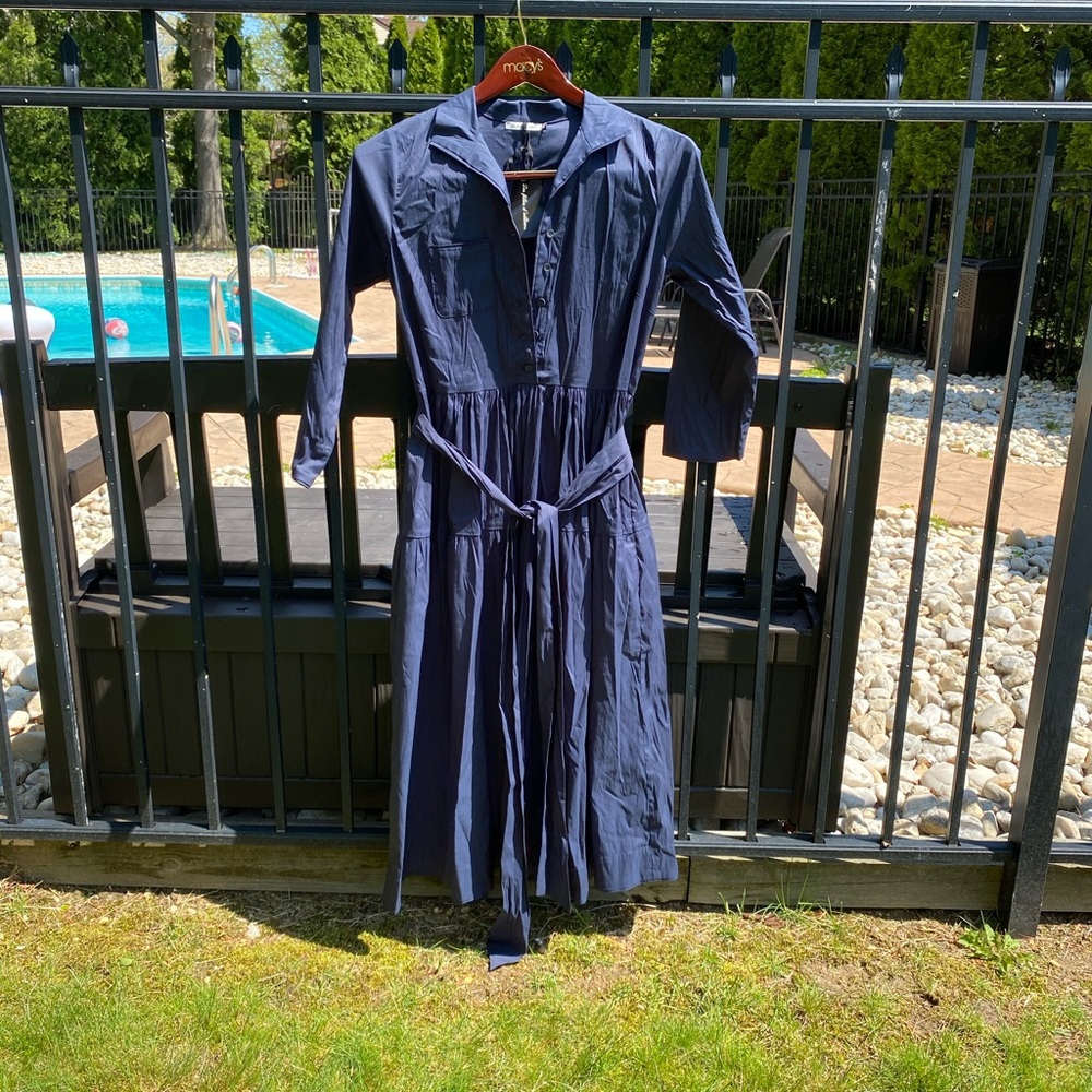 Navy summer dress with belt